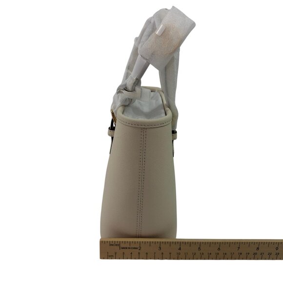 MICHAEL KORS Jet Set Small Saffiano Leather Top-Zip Tote Bag Light Cream NWT - Picture 13 of 16